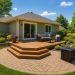 Modern backyard with renovated patio, landscaped garden, and upgraded outdoor living spaces