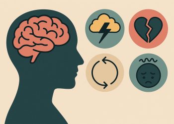 Visual depiction of common psychiatric disorder concepts in America for mental health awareness